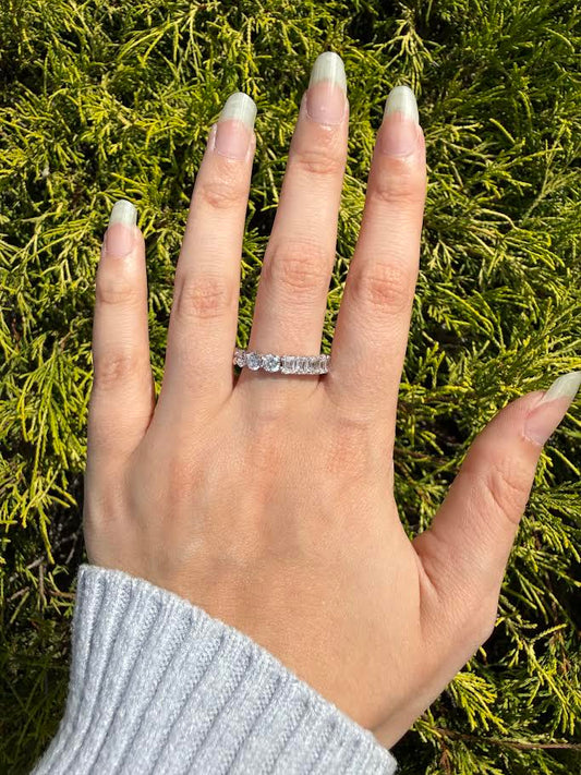 4.56 CTW Lab-Grown Diamond Half Round & Half Emerald-Cut Eternity Band