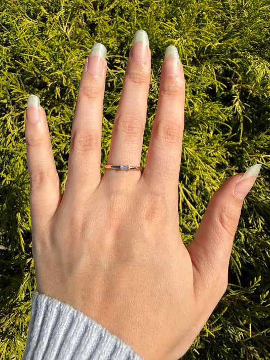 0.12 CT Rose Gold Baguette Diamond Stackable Ring