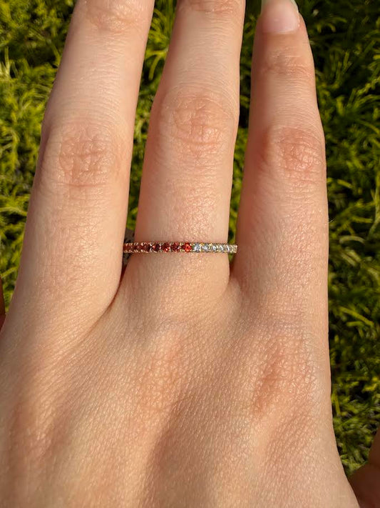 Half Diamond Half Orange Sapphire Eternity Band