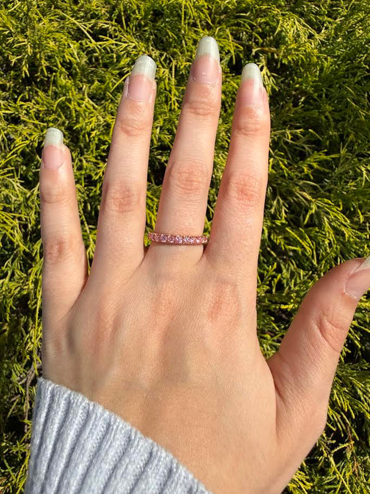 Color Drenched, 0.87 CTW Lab-Grown Pink Diamond Pink Gold Band
