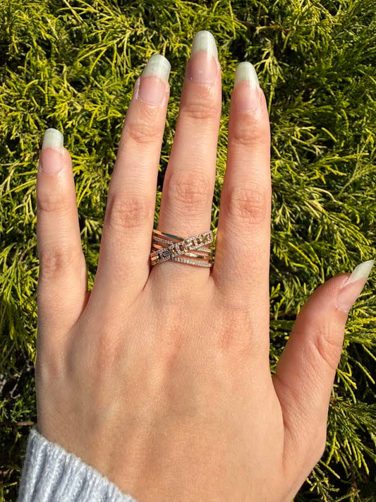 0.22 CTW Diamond Bypass Fashion Ring