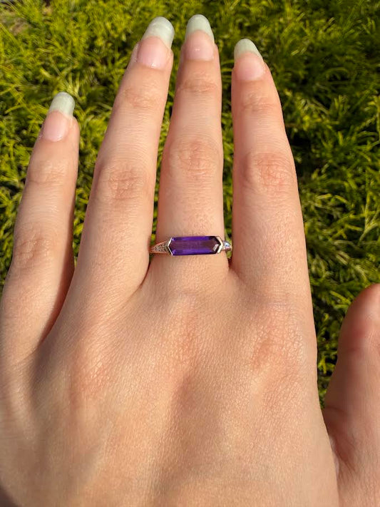 Amethyst Half-Halo Ring