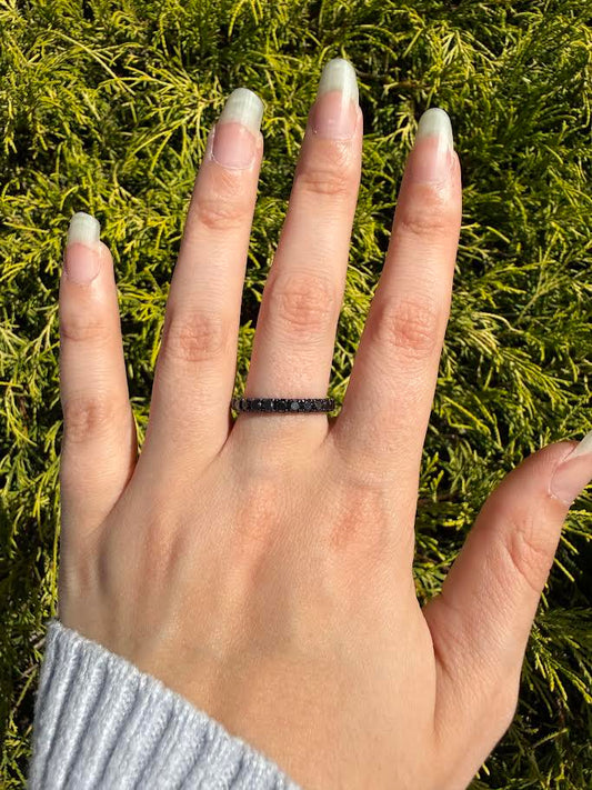 Color Drenched, 1.05 CTW Lab-Grown Black Diamond Black Gold Band
