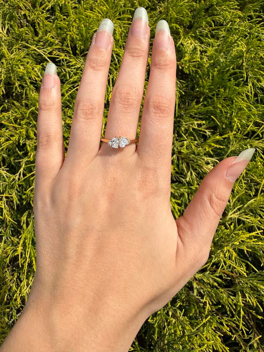 1 CT TW. Two Heart Lab-Grown Diamond Fashion Ring
