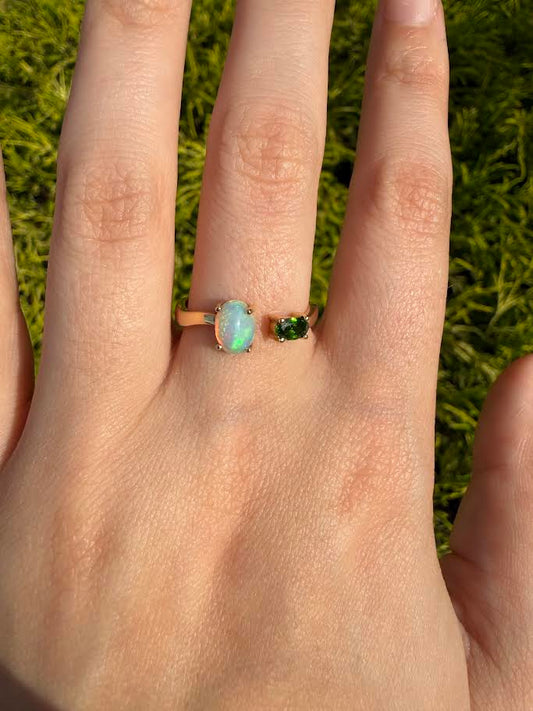 Ethiopian Opal & Chrome Diopside Negative Space Ring