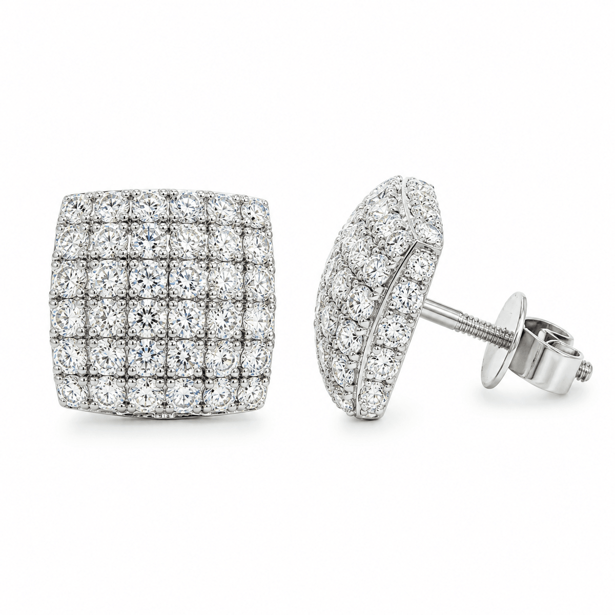 14K White Gold Lab Diamond Pave Stud Earrings