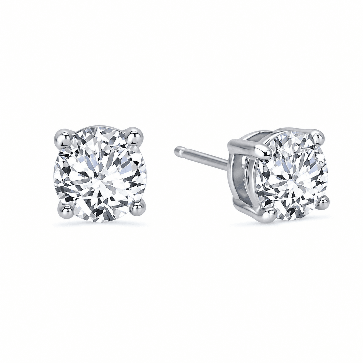 1.50 CTTW Round Diamond Stud Earrings
