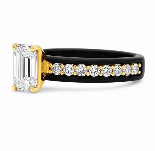 1-3/5 CT TW. Emerald-Cut Lab-Grown Diamond Engagement Ring