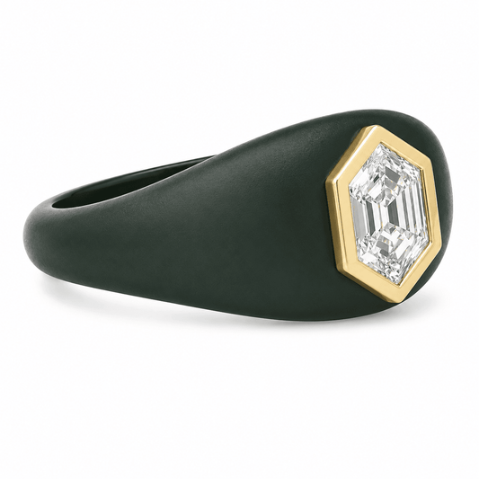 1 CT TW. Hexagonal Diamond Men's Fashion Ring