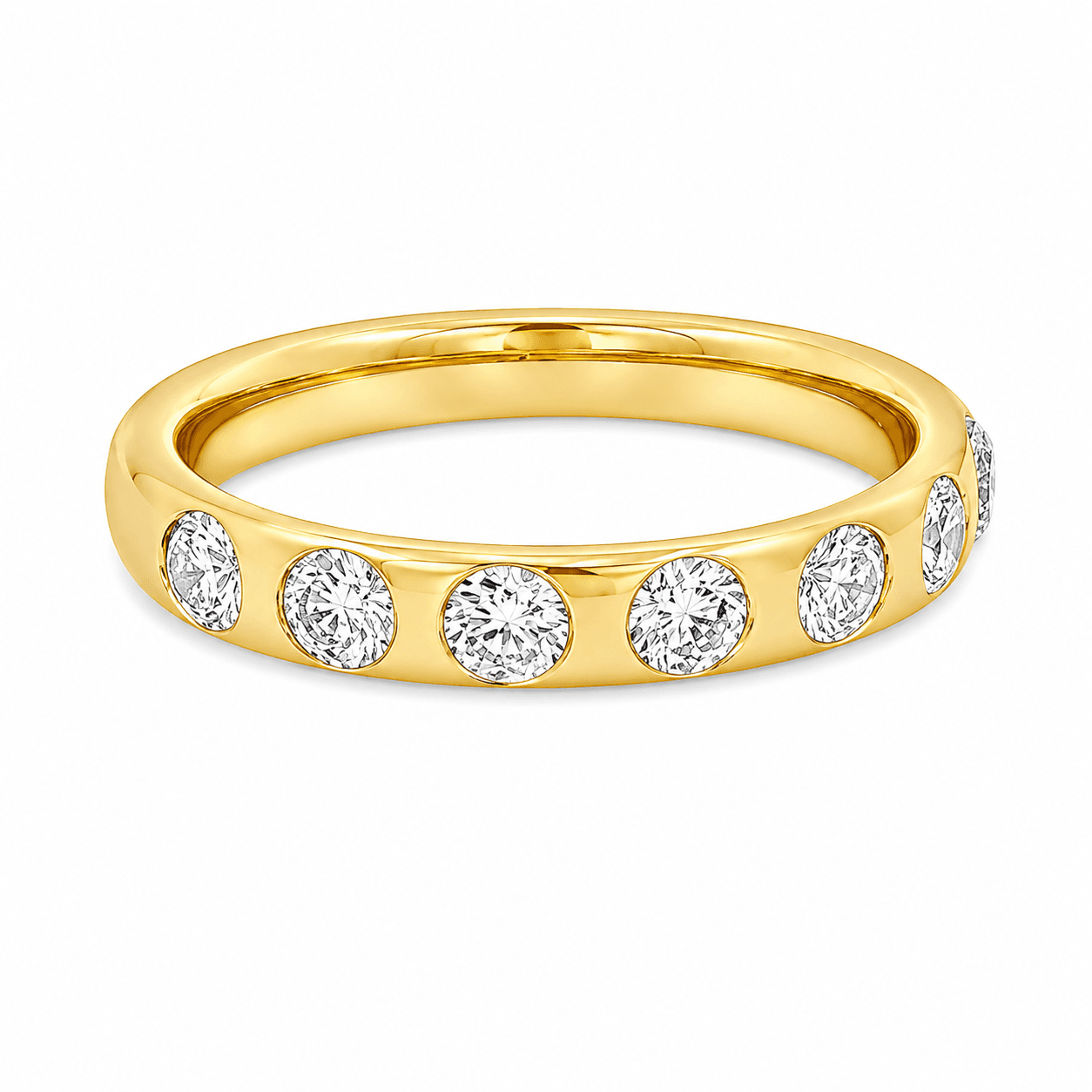 1 CT TW. Round Flush-Set Lab-Grown Diamond Wedding Band