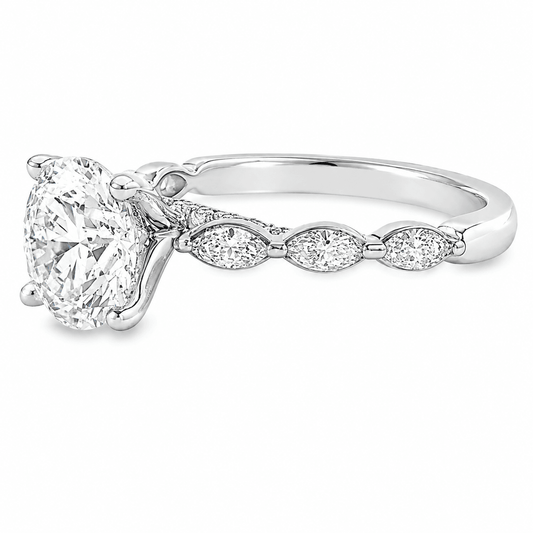 2-1/2 CT TW. Round Hidden Halo Lab-Grown Diamond Engagement Ring
