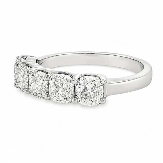 2 CT TW Five-Stone Cushion-Cut Anniversary Band