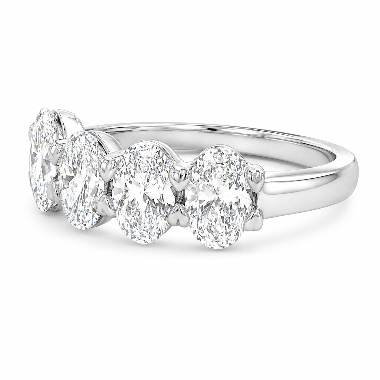 2 CT TW. Five-Stone Oval Diamond Anniversary Band