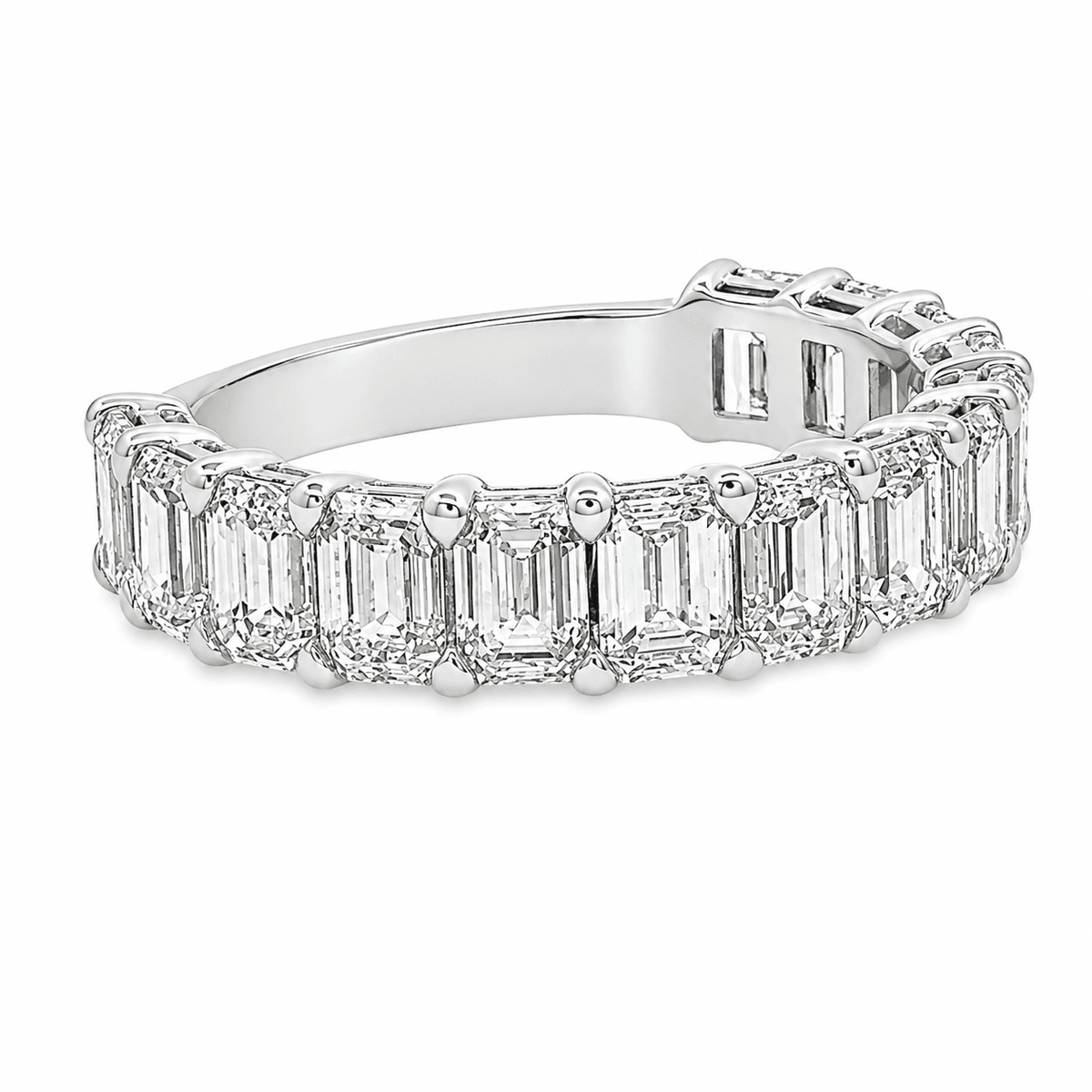 18K 3-1/2 CT TW. Emerald-Cut Diamond Band