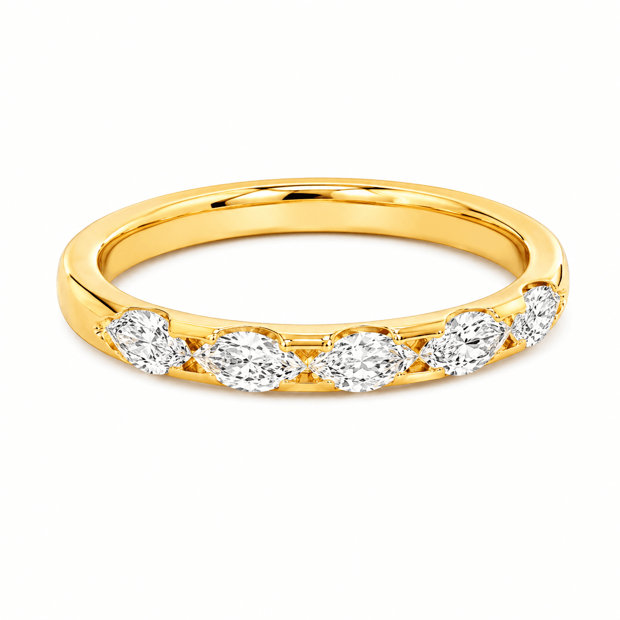 3/4 CT TW. Marquise Flush-Set Lab-Grown Diamond Wedding Band