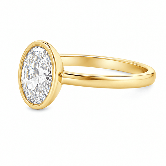 3/4 CT TW. Oval Bezel Lab-Grown Diamond Engagement Ring
