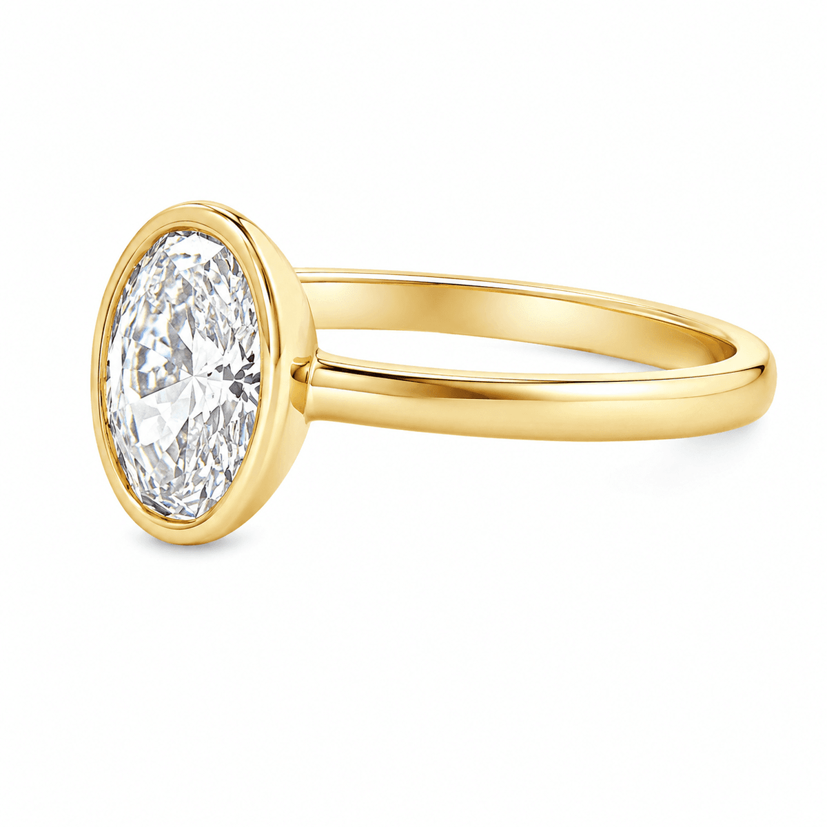 3/4 CT TW. Oval Bezel Lab-Grown Diamond Engagement Ring