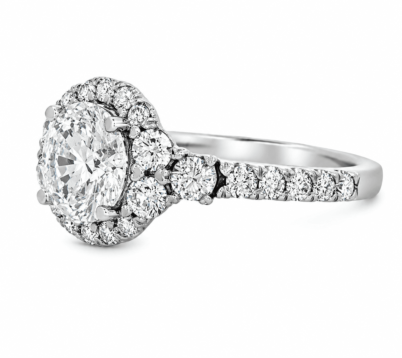 3 CT TW. Round Halo Lab-Grown Diamond Engagement Ring