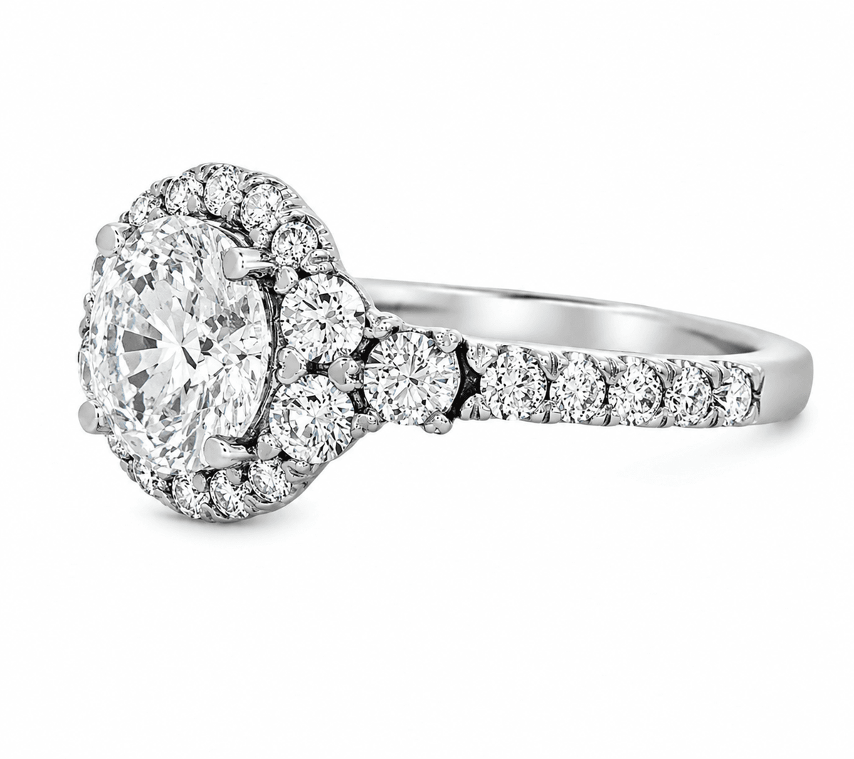 3 CTW Round Halo Lab-Grown Diamond Engagement Ring