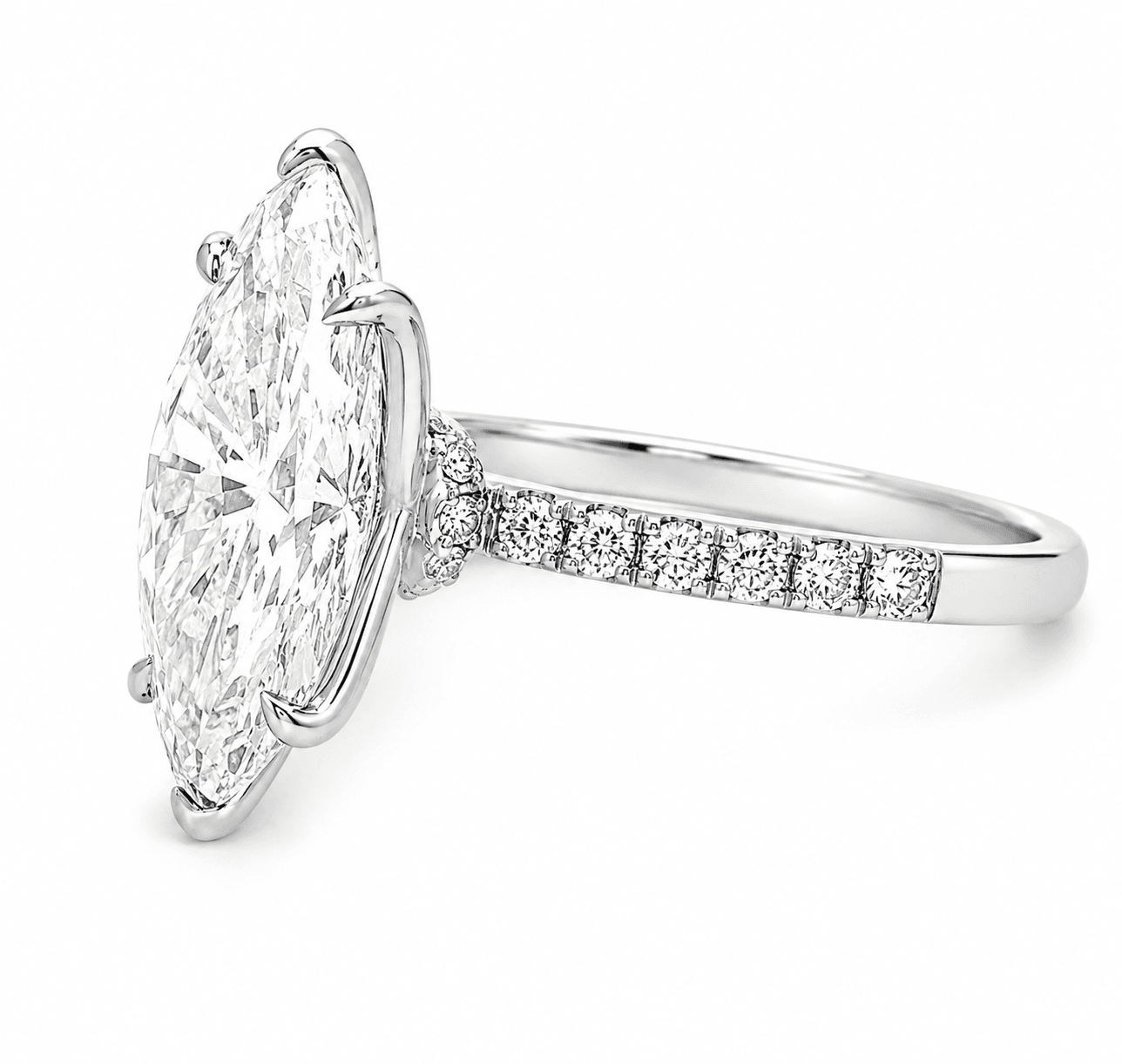 4 CT TW. Marquise Hidden Halo Engagement Ring