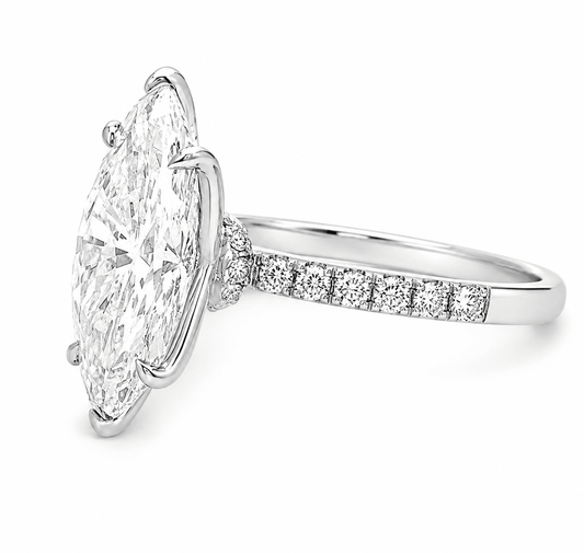 4 CT TW. Marquise Hidden Halo Engagement Ring
