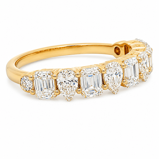 Alternating Emerald and Pear Lab-Grown Diamond Band