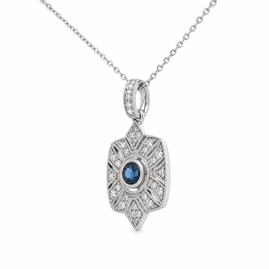 Art Deco Sapphire Accent Necklace