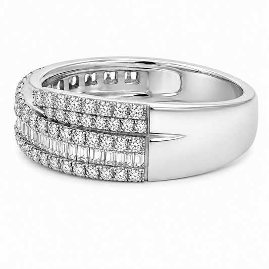 0.80. CTW Diamond Baguette & Round Twist Fashion Ring