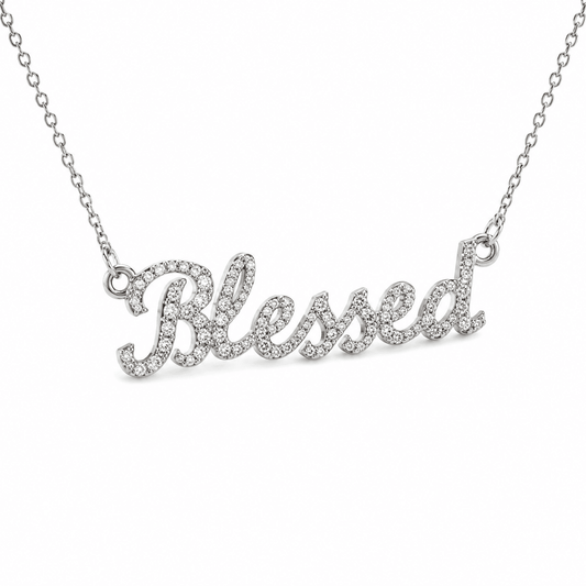 Blessed Diamond Nameplate Necklace