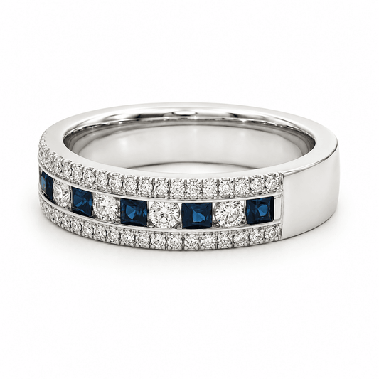 Blue Sapphire and Diamond Fashion Ring