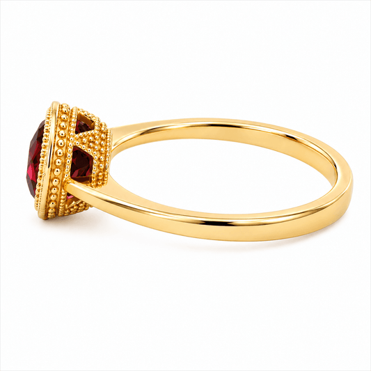 Cushion Garnet Bezel Ring