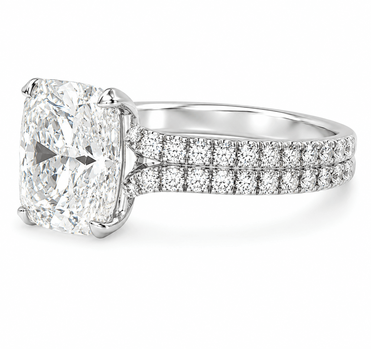 4.30 CTW Double Band Cushion Lab-Grown Diamond Engagement Ring
