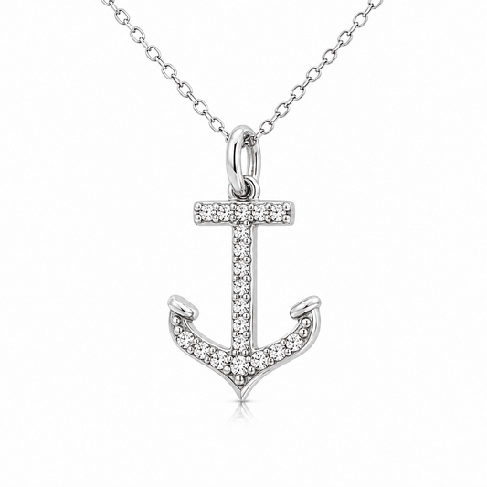 Diamond Anchor Pendant Necklace