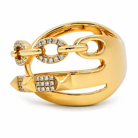 0.22 CTW Diamond Chain & Spike Statement Ring