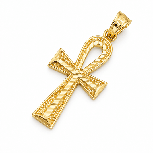 Diamond-Cut Ankh Pendant