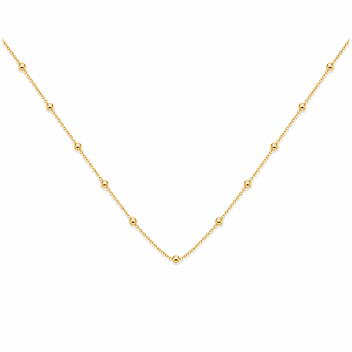 Diamond-Cut Ball Station Chain Necklace