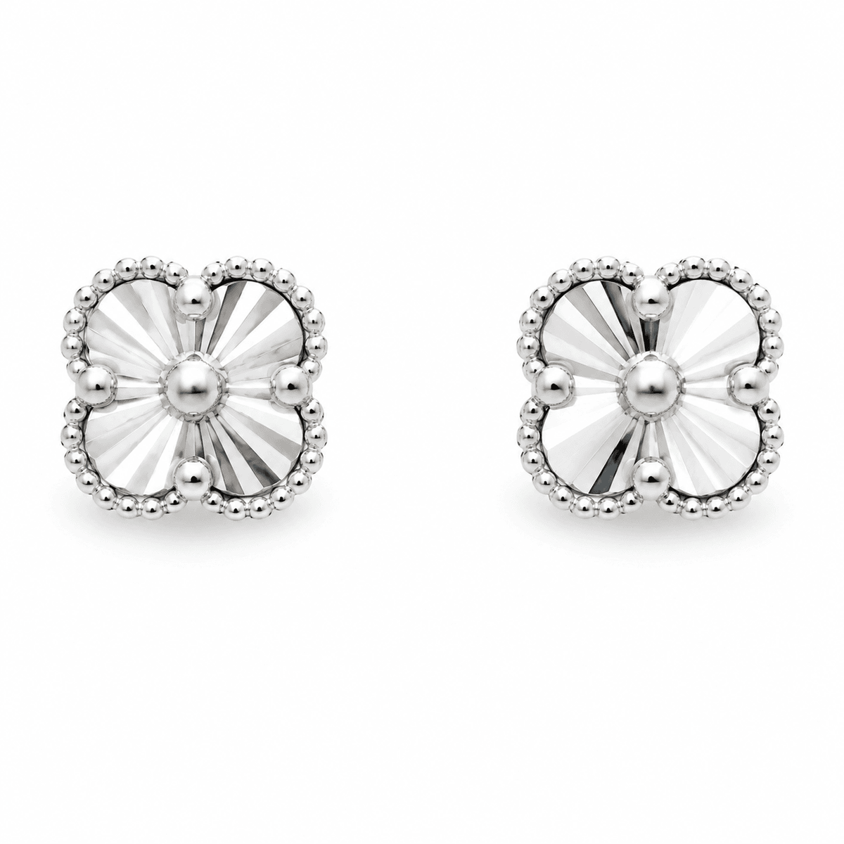 Diamond-Cut Clover Stud Earrings