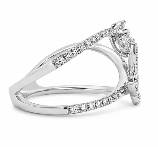 18K 0.33 CTW Diamond Flower & Butterfly Ring
