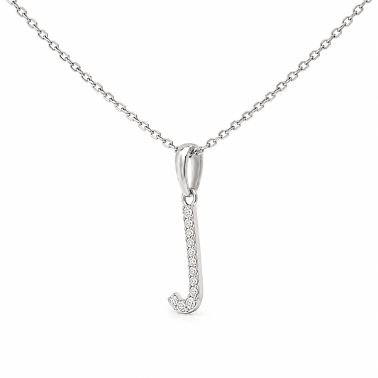 Diamond J Initial Necklace