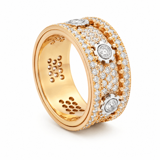 Diamond Moving Gear Fashion Ring