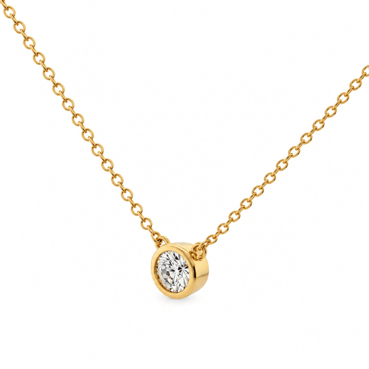 0.21 CT Natural Diamond Solitaire Bezel-Set Necklace