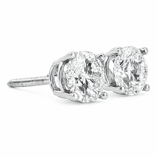 1.50 CTW Natural Round Brilliant Diamond Stud Earrings