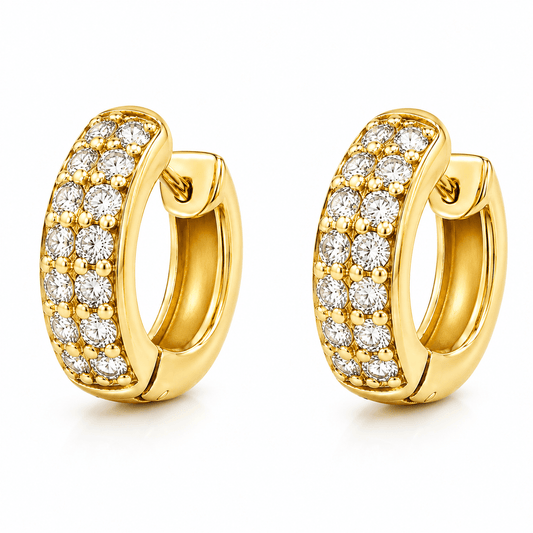 Diamond Two-Row Huggie Earrings