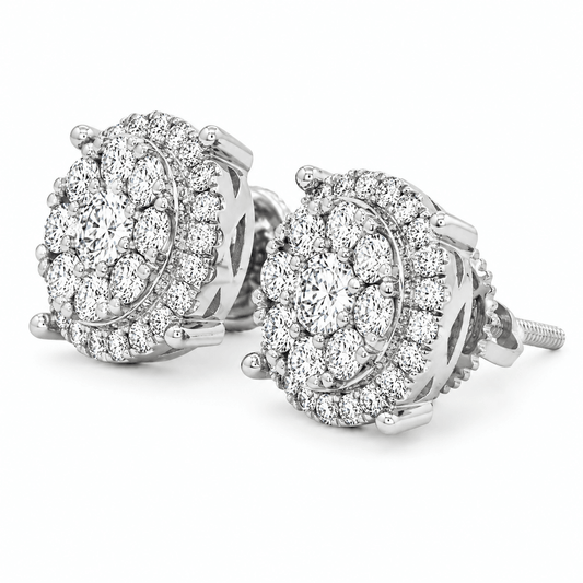 Double Halo Lab-Grown Diamond Stud Earrings