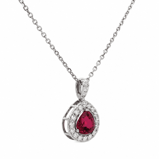 Fancy-Shape Gemstone and Diamond Halo Necklace