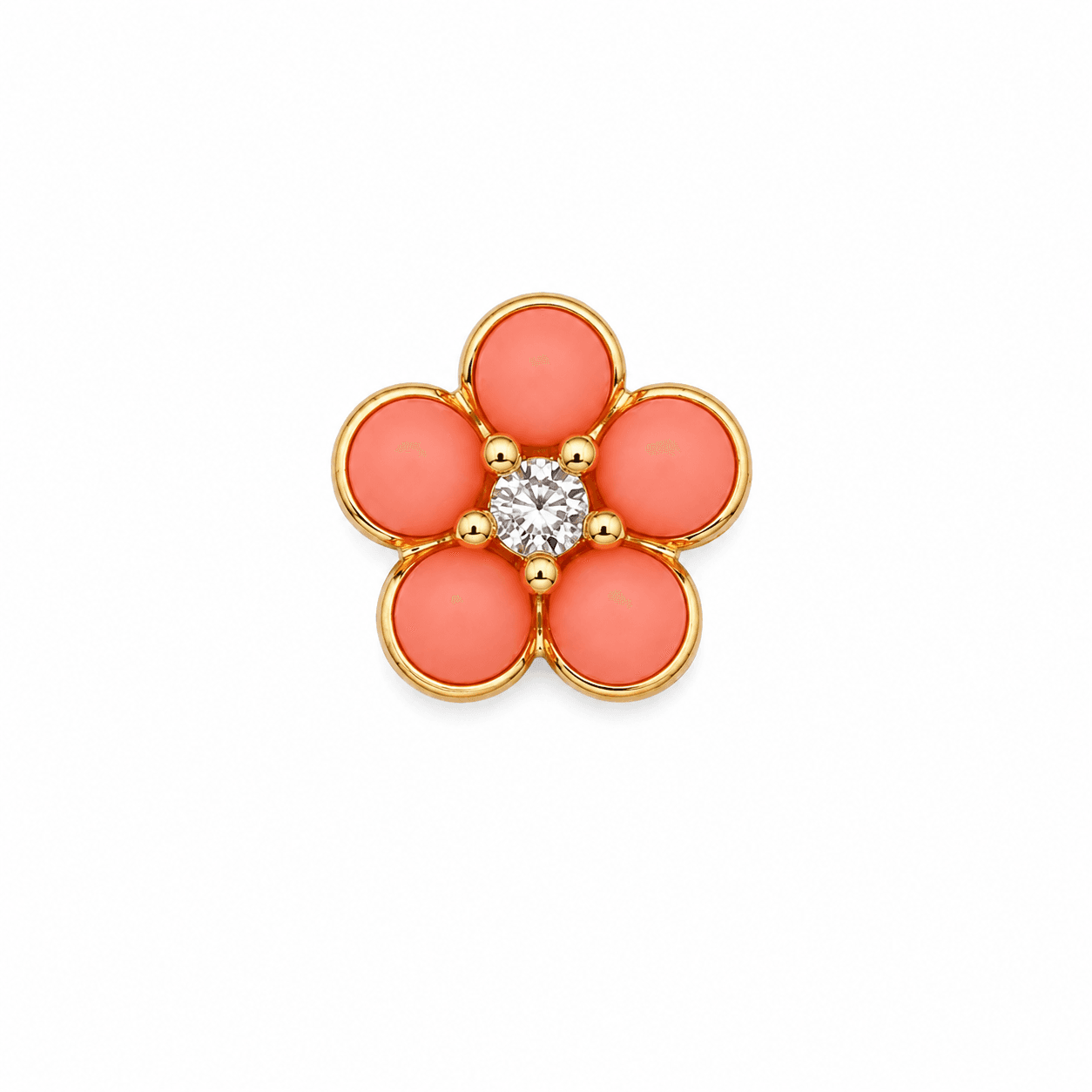 14K Gold Cherry Blossom CZ Single Stud