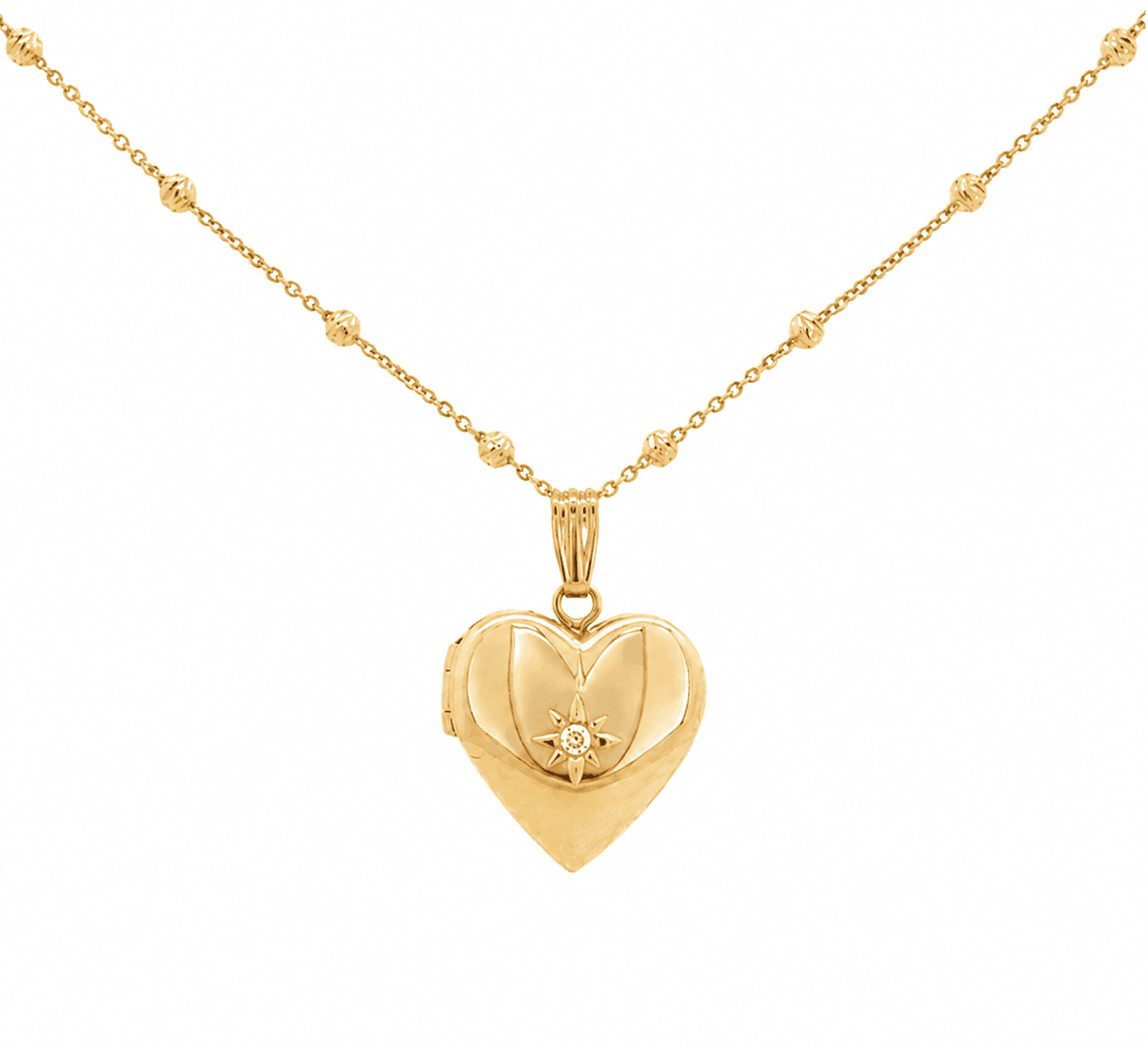 Heart Locket Pendant Necklace with Diamond Accent
