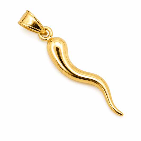 14K YG ITALIAN HORN LARGE PENDANT 4.74 G