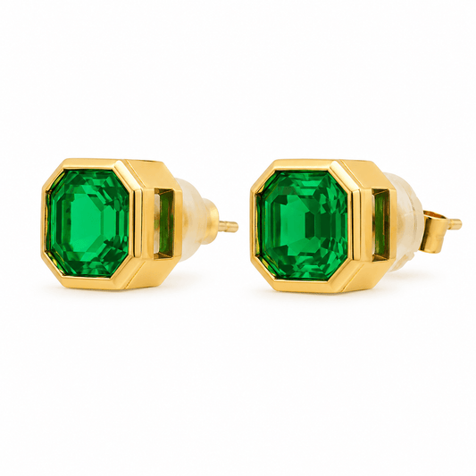Lab-Created Emerald Stud Earrings