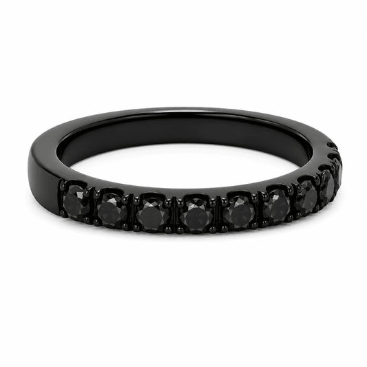 Color Drenched, 1.05 CTW Lab-Grown Black Diamond Black Gold Band